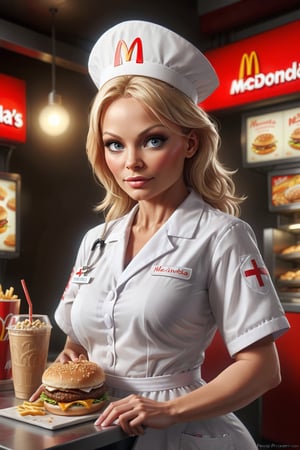 (+18) , NSFW, Sexy female nurse,
 Pamela Anderson working at McDonald's, , 
anatomically correct, 
perfect eyes,  
symmetric eyes,
ultra precious details, , 
intricate details, 
volumetric lighting, 
photo realistic, 
lifelike, photography, 
digital art, 8k, 
trending on Artstation, 
sharp focus, 
studio photo, intricate details, 
highly detailed, by cgsociety