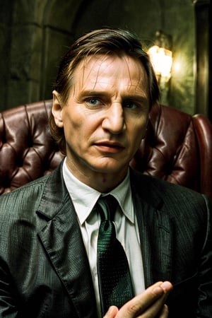 the matrix movie  , 
(masterpiece), 
(extremely intricate:1.3), 
(realistic),  
beautiful lighting, 
professional lighting, 
film grain,
portrait of (Liam Neeson) as morpheus ,
male focus, 
solo, realistic, 
, looking at viewer, 
green eyes, blurry, 
Shamrock ☘️ logo,
Light skin, formal, 
shirt, closed mouth, 
necktie, red chair ,
Irish theme,
,food 
