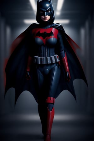 (+18) ,
beautiful sexy batwoman getting married to a stormtrooper,
Black suit with silver lines ,
Cleavage,
Full body shot,
,StormTrooper,1 girl