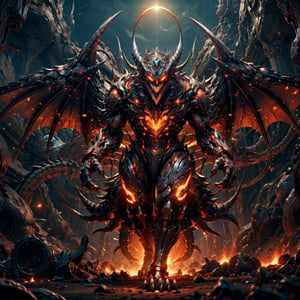 Generate a detailed image of the Draghi Meccanici based on the following description:

The Draghi Meccanici, or Mechanical Dragons, stand as imposing constructs forged from the convergence of advanced technology and arcane power. These artificial behemoths exude an aura of mechanical majesty, their bodies comprised of sleek metallic alloys and pulsating magical conduits.

Their colossal frames are adorned with intricate, interlocking gears and shimmering runic symbols that illuminate with an otherworldly glow. The dragons' wings, constructed with an amalgamation of ethereal energy and metallic plating, span wide with razor-sharp edges that cut through the air.

Each Mechanical Dragon possesses a central core, a radiant orb housing a swirling maelstrom of magical energy. This core serves as the source of their power, emitting a steady, rhythmic hum that resonates with the harmony of technology and magic.

The eyes of the Draghi Meccanici gleam with a fierce, artificial intelligence. Luminescent orbs, devoid of pupils, scan their surroundings with an unyielding focus. The dragons emit bursts of arcane energy from vents along their bodies, creating an ethereal spectacle akin to bursts of neon lights in the night sky.

In flight, the Mechanical Dragons move with a grace that defies their massive size. Each beat of their ethereal wings generates a harmonious melody of magical resonance, leaving trails of radiant energy in their wake. The dragons unleash devastating attacks by channeling arcane power through crystalline spires that extend from their backs.

Capture the awe-inspiring nature of the Draghi Meccanici by visualizing them as majestic constructs that seamlessly blend the elegance of magic with the precision of machinery. Utilize a color palette dominated by metallic hues, radiant energies, and subtle iridescence to convey the symbiotic fusion of technology and arcane might.,Exe,horror (theme), ,WARFRAME,teeth