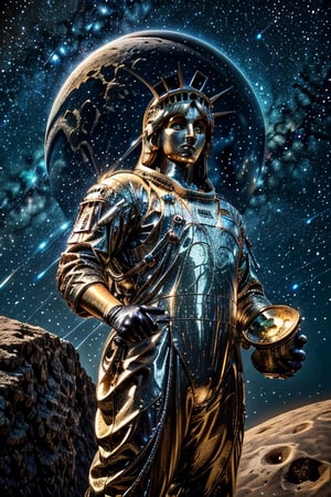 (best quality, 4k, 8k, highres, masterpiece:1.2), ultra-detailed, 
(realistic, photorealistic, photo-realistic:1.37), 
solo,gloves,
standing,helmet,
star (sky),
1other,rock,space,
planet,spacesuit,
space helmet,
Moon surface,
The statue of Liberty in background ,
astronaut