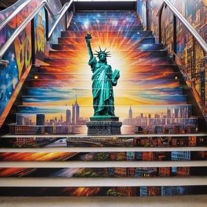 masterpiece, best quality,
 stair-art, the statue of liberty,
Subway station,
stair-art,more detail XL