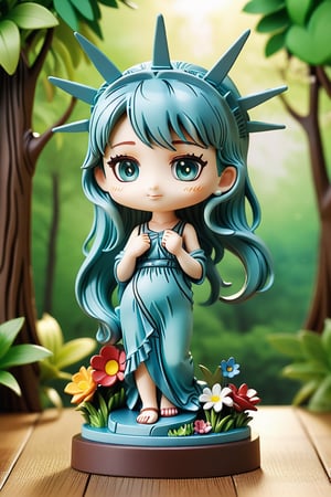 masterpiece, best quality, 
The statue of Liberty,
1girl, flowers, forest, ,chibi,more detail XL