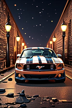 a yollow RC car, 
(Ford mustang) ,
The statue of Liberty in background, 
Studio lighting for a cinematic look, 
Dynamic and photo-realistic, 
Capturing the RC car in real-life detail.