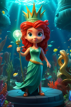 best quality, masterpiece, of a Female, 
dressed as the statue of liberty,
with red hair, with a female fantasy hairstyle, wearing a skirt , 
portrait, fighting, In a labyrinth made of crystal under the sea, guarded by mermaids,, 
realistic, concept art, cinematic, 
volumetric lighting, highly detailed, 
8k, disney cartoon, cute cartoon,disney cartoon,more detail XL
