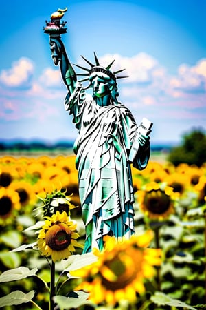The statue of Liberty,
On farm Land,
Common sunflower Plant ito infinity,

exposure,more detail XL
