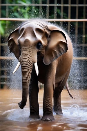 elephant, 4k, creating shower 