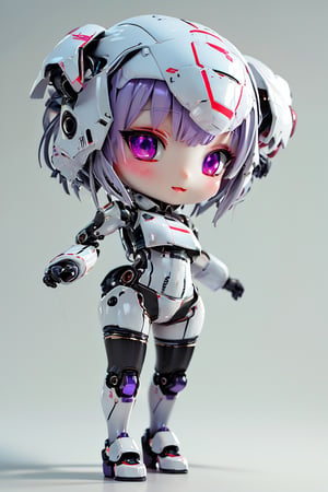chibi, one anime woman, short purple hair, short braids, various sexy poses, bangs, busty breast, white silver mecha bibs and briefs, (robot ears), (tights OR thigh highs), (solo), pastel background, simple background



,chibi style, (full body), facing viewer, standing stright standing still, chibi, 3D