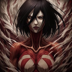 mikasa female titan, dramatic, detailed