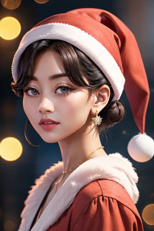 Jihyo, portrait, realistic, high_resolution, christmas,