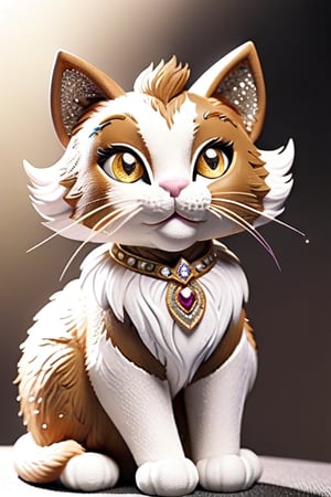 meowstress (cat:1.4) job as chief , light_brown_eyes, white and brown colour fur ,glitter