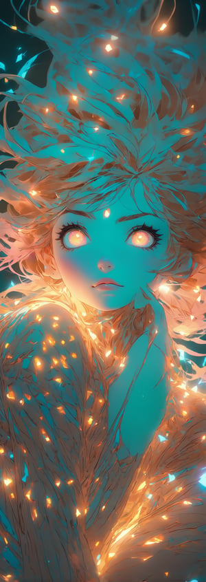 (head to thigh shot by Carne Griffiths, Conrad Roset), (from above:1.3), beautiful anime girl, 19yo. android humanoid, 3D anime girl, blend of flesh and machine, soft bioluminesence glow surrounds her, dark background, Full HD render + immense detail + dramatic lighting + well lit + fine | ultra - detailed realism, full body art, lighting, high - quality, engraved | highly detailed |digital painting, artstation, concept art, smooth, sharp focus, Nostalgic, concept art.