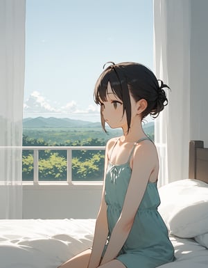 (score_9,score_8_up,score_7_up), young woman, bedroom scenery, average chest (sfw), feminine hairstyle, delicate feminine features, source_anime,good_hands