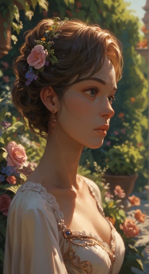 score_9, score_8_up, score_7_up, BREAK, beatiful woman, garden, intricate, princess, portrait, highly detailed, detailed skin, film grain