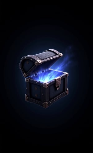 mystical carbon cybernetic chest, open and opened options, mystical glow, game sprite, object, black background, material black carbon, hi-tech style, art, game, crypto