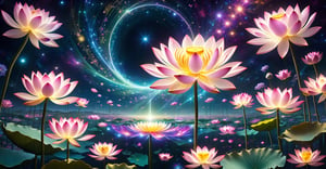 geometric floral world consisting of threads of light and lotus flowers, radiation of flowers in space, luminous thread-like floral patterns fill the entire space, landscape design consisting of flowers,
, 3D SINGLE TEXT,DonM3l3m3nt4lXL,DonMW15pXL