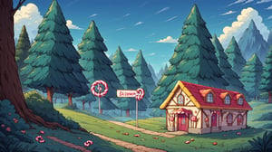 A colorful, vibrant, and whimsical cartoon world made entirely of candy, sweets, and desserts, inspired by the style of 'Wreck-It Ralph.' The scene is filled with towering candy canes, gumdrop mountains, and chocolate rivers, all rendered in bright, saturated colors. The sky is a swirl of cotton candy clouds in shades of pink and blue. In the foreground, lollipop trees and gingerbread houses are decorated with icing and sprinkles, while paths paved with gummy bears and marshmallows wind through the landscape. The inhabitants of this world are playful, friendly characters made of various sweets, with exaggerated, expressive features. The atmosphere is joyful and lighthearted, with a sense of adventure and fun. Everything in this world feels soft, sweet, and inviting, creating a nostalgic and heartwarming scene that bursts with charm and energy. The overall style is lively, with a strong emphasis on bright colors, rounded shapes, and a sense of childlike wonder.