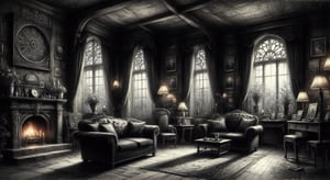 A gothic suspense tale set in a cursed mansion. "The House in Fata Morgana" is a full-length visual novel spanning nearly a millennium that deals in tragedy.
high resolution and contrast and colour contrast,  dark palette,  intricately textured and extremely expressively detailed, detailmaster2,  fine artwork,  ultra quality,  epic view ,CharcoalDarkStyle,charcoal drawing,ink art,line art illustration