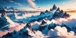 The writer’s imagination, soaring to new heights, paints a bright
a picture of a majestic mountain range, the peaks of which pierce the clouds.

