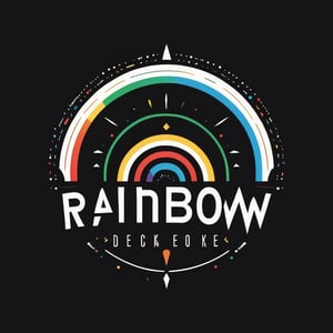 On a black background, RAINBOW SIGN made of black and white, 
Crisp vector edge, smooth vector shapes, graphic design for t-shirt print (Logo art design).  Minimalist vector graphic design, Sharp image edges, flat color, Drawing for tattoo