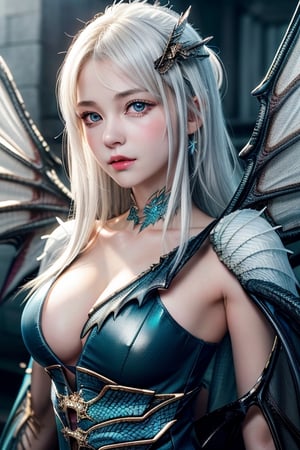 ((best quality)), ((masterpiece)), ((ultra-detailed)), extremely detailed CG, (illustration), ((detailed light)), (an extremely delicate and beautiful), a girl, solo, ((upper body,)), ((cute face)), expressionless, (beautiful detailed eyes), blue dragon eyes, (Vertical pupil:1.2), white hair, shiny hair, colored inner hair, (Dragonwings:1.4), [Armor_dress], blue wings, blue_hair ornament, ice adorns hair, [dragon horn], depth of field, [ice crystal], (snowflake), [loli], [[[[[Jokul]]]]]