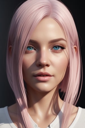 photorealistic girl, 4k, a girl with white and pink hair and eyes, white skin, pretty, long hair