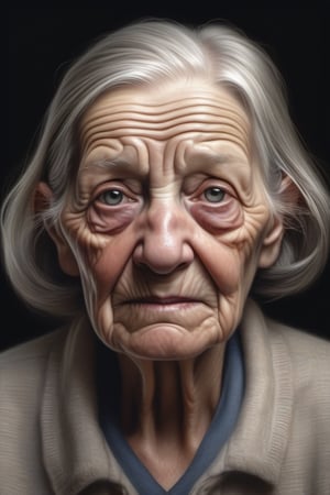 Realism: Portray a lifelike portrait of an elderly person with all their wrinkles and character. --ar 16:9