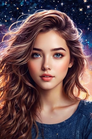 {{best quality}}, {{masterpiece}}, {{ultra-detailed}}, {illustration}, {detailed light}, {an extremely delicate and beautiful}, a girl, {beautiful detailed eyes}, stars in the eyes, messy floating hair, colored inner hair, Starry sky adorns hair, depth of field, make it in watercolor painting style 