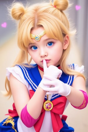 masterpiece, best quality, sailor moon,1girl, long hair,jewelry, sailor senshi uniform, blue sailor collar,blonde hair, red choker,white gloves, twintails, red bow, blue skirt, blue eyes, hair bun,