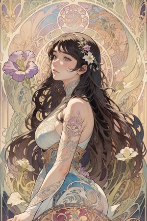 (masterpiece, best quality, highly detailed, ultra-detailed, intricate), illustration, pastel colors, art_nouveau, Art Nouveau by Alphonse Mucha, tarot, offcial art,统一 8k 壁纸,ultra - detailed,masterpiece,Best quality at best,（zentangle,datura,Tangles,entangled）,（ecstasy of flower：1.2）dynamic angle,cowboyshot,The most beautiful form of chaos,ellegance,Fauvistdesign,vivid colour,romanticism lain,atmospurate,woman drinking red wine, clear pattern, watercolor, Solid background, lanterns, electrical wires, vibrant colors