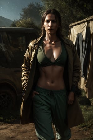 Lara Croft, Tomb Raider, outdoors open clothes pants open jacket military military uniform muscular abs toned ( epic character composition, by ilya kuvshinov, alessio albi, nina masic, sharp focus, natural lighting, subsurface scattering, f1.3, 35mm, film grain, artistic photography, beautiful, masterpiece, hyperdetailed, deep of depth of field, ) 