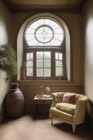 vintage room with large circular window