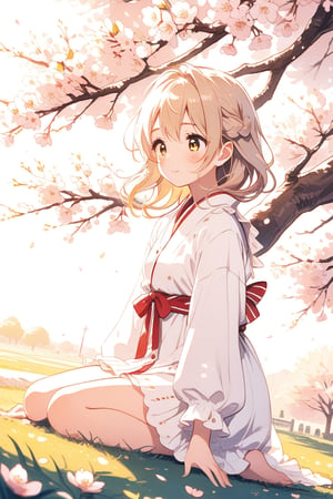 girl under a cherry tree in a warm trade
cute,mix,anime,Text
