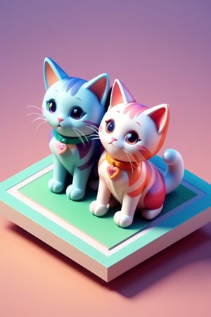 (Happy new year),3D isometric render of cute (cats), 3D app icon, clean isometric design, aesthetics,(intricate details), beautiful design, soft gradient background, soft colors, centered, 3D blender render, masterpiece, best quality, high resolution, 8k octane render, beautiful color scheme, soft smooth lighting, physically based rendering, square image, high polycount, natural beauty,Text