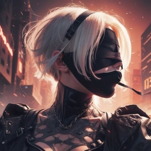 n_2b, white hair, realistic photography, action,white background,ink,(black blindfold:1.3),Ultra-detail,(highres:1.1),best quality,(masterpiece:1.3),cinematic lighting,Cyberpunk VR ,Cyberpunk,C7b3rp0nkStyle,Cyber_Egypt,pureerosface_v1