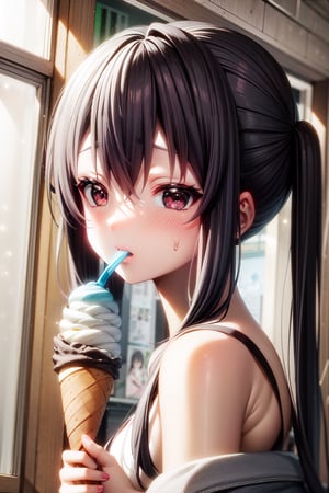 blushing,azusa nakano, ice cream