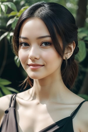 a cute and beautiful face, tintype photo, perfect body, all the components are arranged very intricately, close up models, the background is under Asian nature and , the image is very detailed, photographic, long shot, very realistic,fantasy ,Realism,Portrait,Raw photo, UHD, 32K, Detailedface