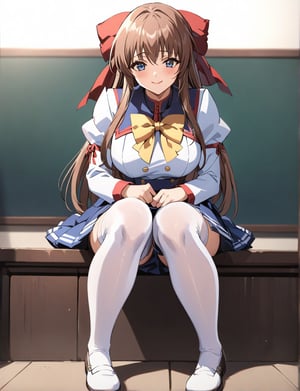 score_9, score_8_up, score_7_up,source_anime,
aoikan,brown hair,hair bow,school uniform, long sleeves, bowtie, blue skirt, white thighhighs,1girl,more_than_one_pose,smile,full body,sit,masterpiece, best quality, highly detailed, best quality, ultra-detailed, masterpiece, finely detail, highres,beautiful detailed eyes highly detailed skin,clear picture