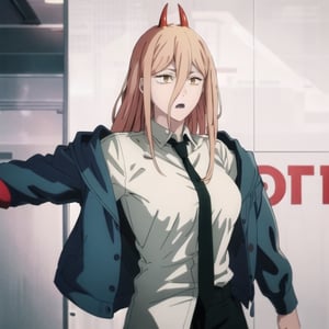 Sketch,
Appearance: long_hair, horns, red_horns, blonde_hair, symbol-shaped_pupils, cross-shaped_pupils, yellow_eyes, hair_between_eyes, sharp_teeth, medium_breasts

Default Outfit: long_hair, horns, red_horns, blonde_hair, symbol-shaped_pupils, cross-shaped_pupils, yellow_eyes, hair_between_eyes, sharp_teeth, medium_breasts, shirt, (white_shirt), necktie, black_necktie, jacket, (blue_jacket), pants, black_pants


White background:1