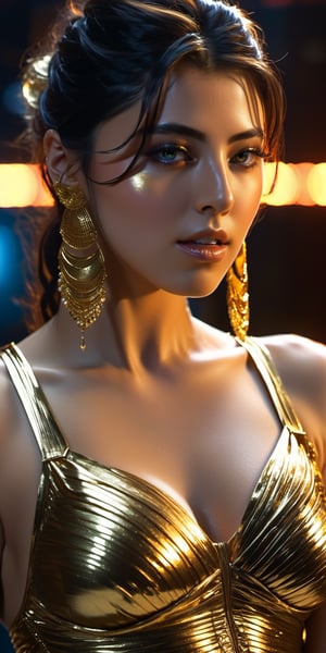 Ultra detailed complex 3d rendering of a beautiful cleopatra, messy hair,, 150mm lens, beautiful soft natural light,wet_clothes, wear cleopatra suit, colorful details, samourai, gold, cleopatra woman,earring pearl, piercing, intricate details, wire mesh anatomical, facial muscles, badass, hyper realistic, ultra detailed, octane rendering, volumetric lighting, 8k post production , iridescent colors, black room, power of god, high angle shot, complex body poses,more detail XL,((big_boobs)),big_tits,red_eyes,red lips,in dark laboratory,frontview,b3rli,cinematic_grain_of_film,xeesoxee