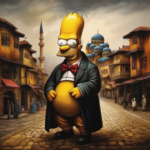 Ottoman style homer simpson lives in old istanbul, in the style of esao andrews