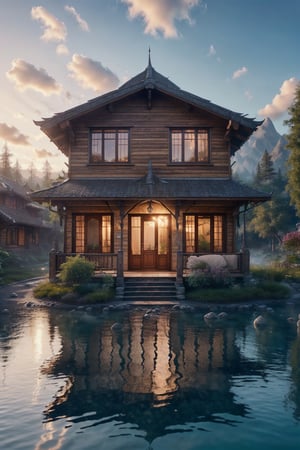 magic(Glass bungalows located in a high place), realistic photo,breath taking, sharp lense, professional photographie, 70mm lense, detail love, good quality, unreal engine 5, wallpaper, colerful, highly detailed, 8k, soft light, photo realistic