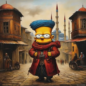 Ottoman style bart simpson lives in old istanbul, in the style of esao andrews