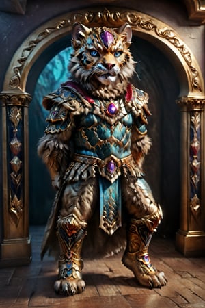 "tiger-like fenris crown prince handsome male character furry sleek hero, kind eyes, dynamic pose, full body anatomy shot, regal ornate magical bismuth armor”, photo award winner, detailed anime 3D painting, saturated jewel hues, epic rococo fantasy altar sunrise, godlike aura, art nouveau poster, chiaroscuro, 8K, UHD, perfecteyes, photo r3al, Masterpiece, more detail XL, DonMG414XL, Movie Still, 