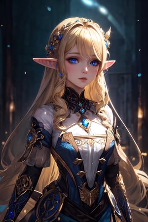 1 girl, normal chest, look at viewer, face portrait, elf, elf ear, silky skin,surreal photography of a stunningly beautiful, blonde hair, blue eyes, intricate detailed, glowing, highly detailed, masterpiece, light particle, colourful light particles, concept art, 8 k,1girl navia,More Detail,perfect split lighting