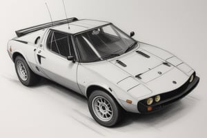 Lancia Stratos, rough charcoal sketch, rapid strokes, dark, rule of thirds layout