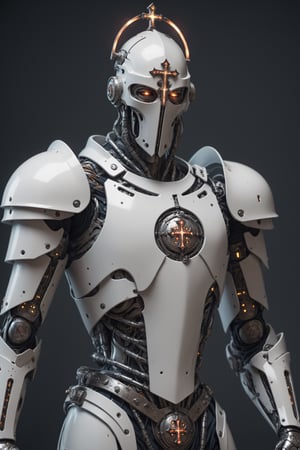 A Christian medieval crusader with a futuristic cyborg arm replacement.
