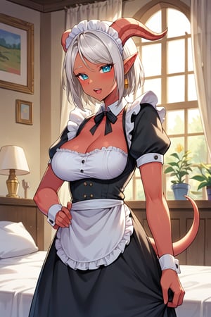 score_9, score_8_up, 1girl, masterpiece , maid, maid outfit, bedroom, draenei