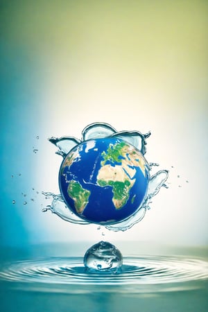 poster, (1800 x 2880 pixel), (earth, clean water), (blue background, blur)