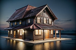  Santa and 5 reindeers standing in front of medieval-style house,3D,high quality,cuite